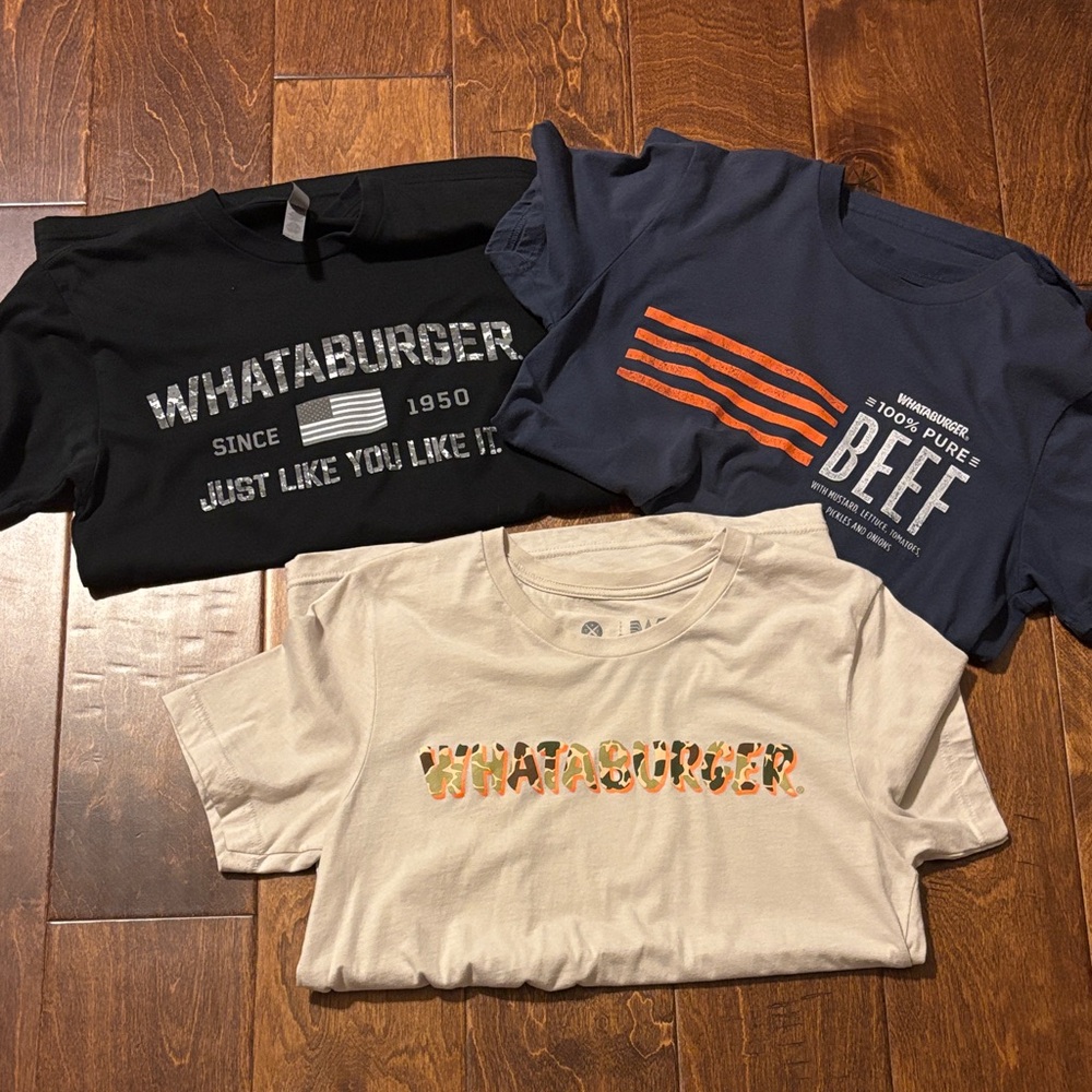 Whataburger set of 3 shirts. Used.